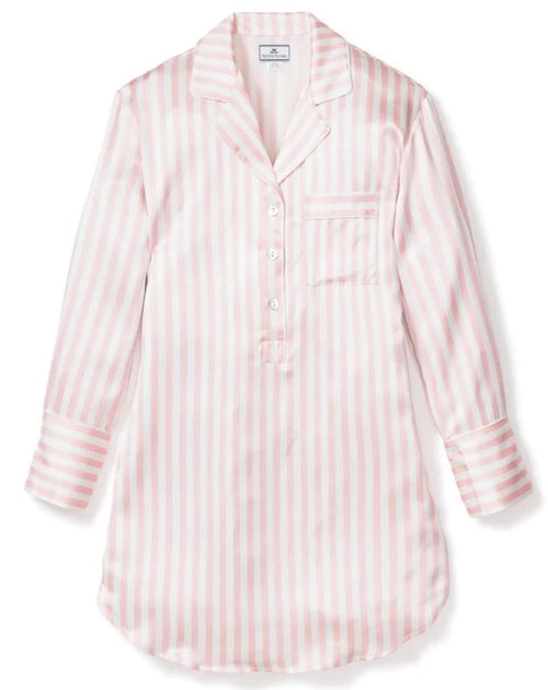 Silk Nightshirt in Pink Stripe