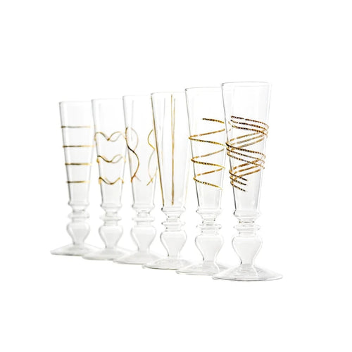 Footed Razzle Dazzle Champagne Flutes - Gold