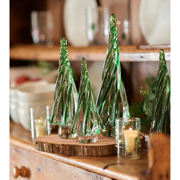 Clear Votive with Green Accents
