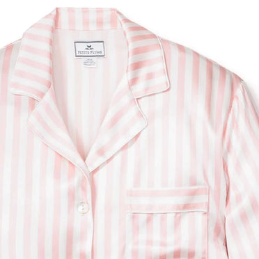 Silk Pajama Set in Pink Stripe