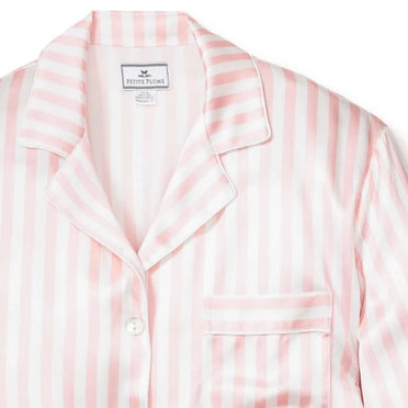 Silk Nightshirt in Pink Stripe