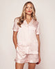 Silk Pajama Short Set in Pink Stripe