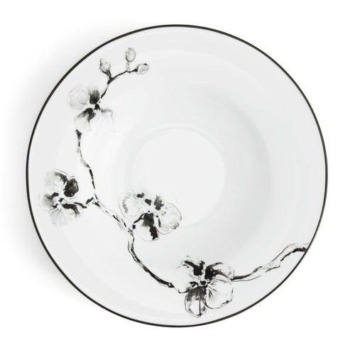 Black Orchid Rimmed Bowl