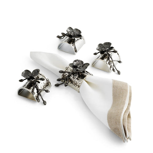 Black Orchid Napkin Ring Set