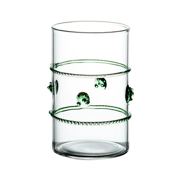 Clear Votive with Green Accents